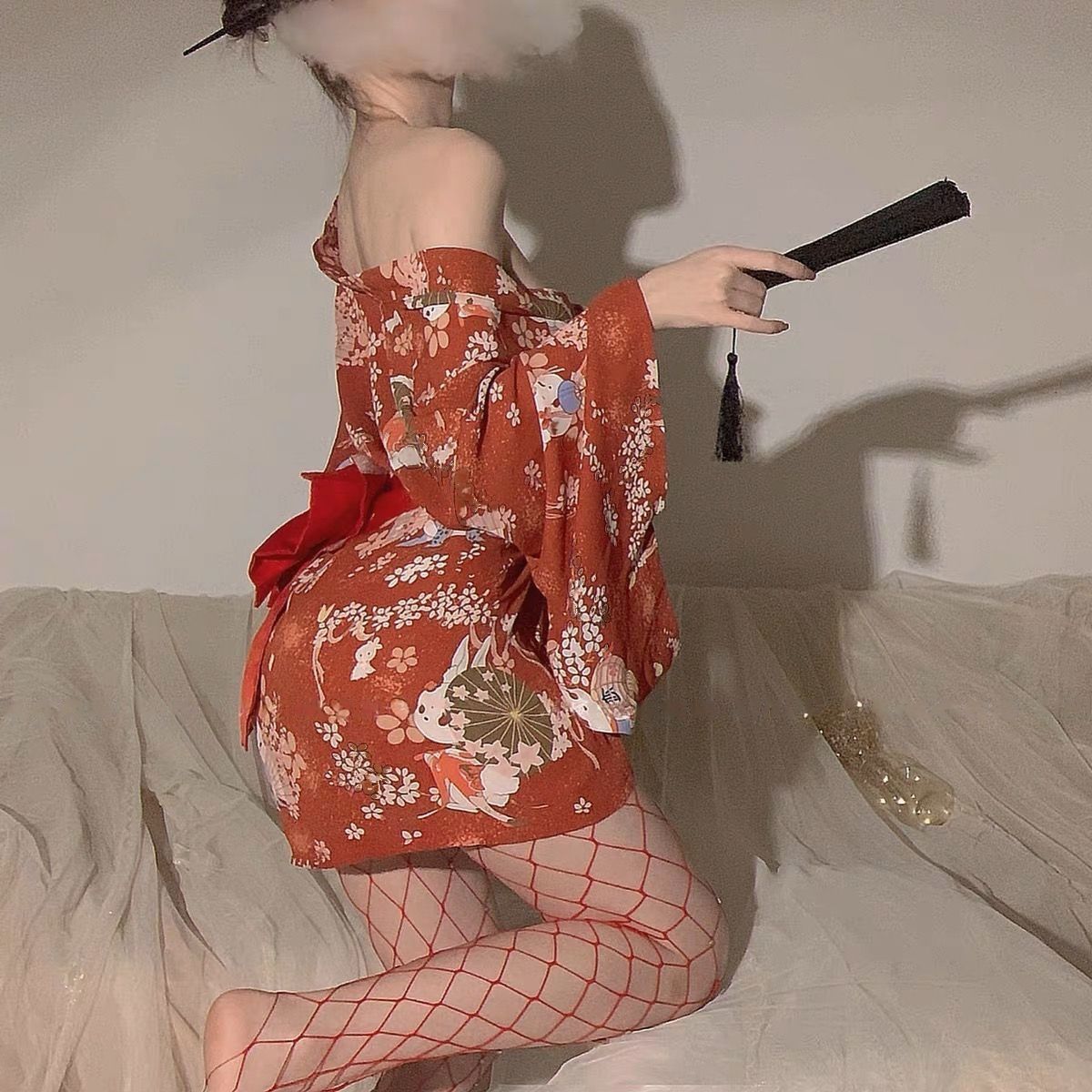 网红日式兔兔印花和服 和服 羞羞   